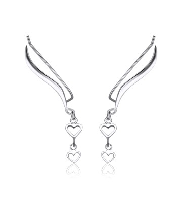 Silver Leafy Heart Shaped Earrings EL-132